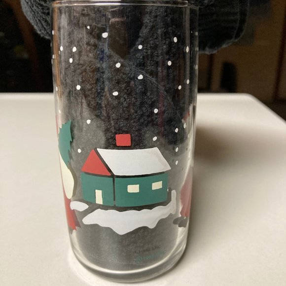 Vintage Anchor Hocking Christmas Glass Tumblers 12 oz. SANTA (1988)  7-Pc Set - Picture 11 of 11